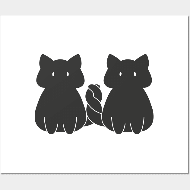 Gemini Cat Zodiac Sign (Black and White) Wall Art by artdorable